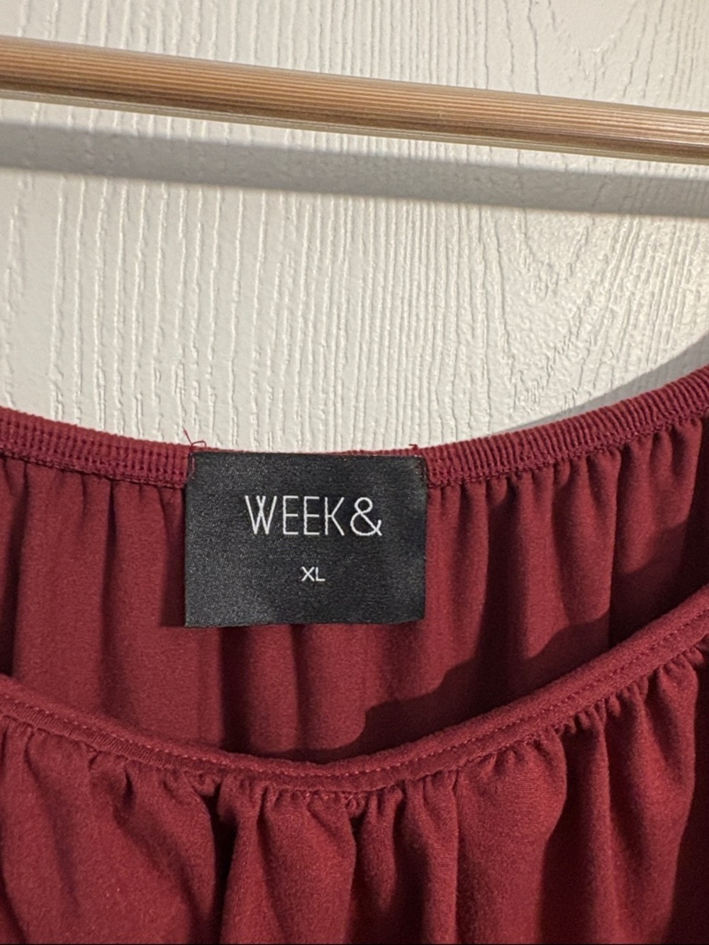 Weekday Burgundy Off-Shoulder Puff-Sleeve Ruched Tie Blouse - Picture 2 of 9